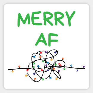 Christmas Humor. Rude, Offensive, Inappropriate Christmas Card. Merry AF. Green Sticker